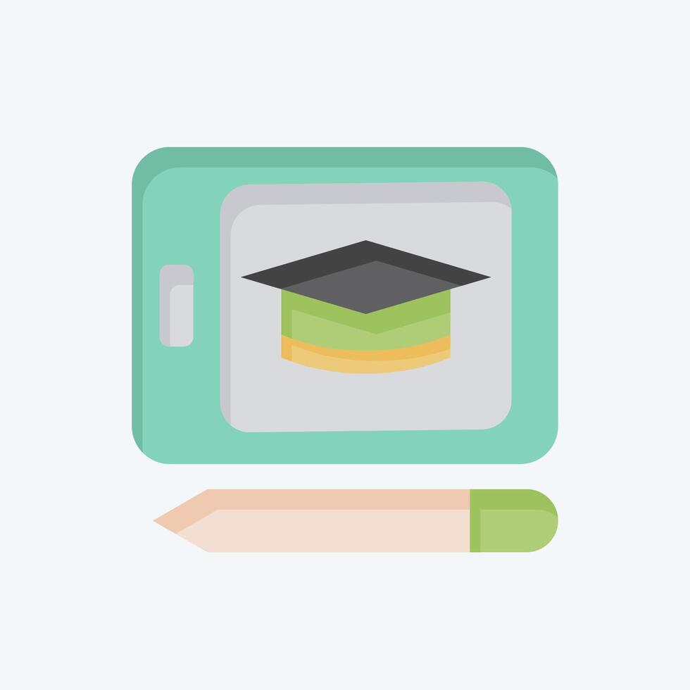 Icon Tablet Education. related to Learning symbol. flat style. simple design illustration vector