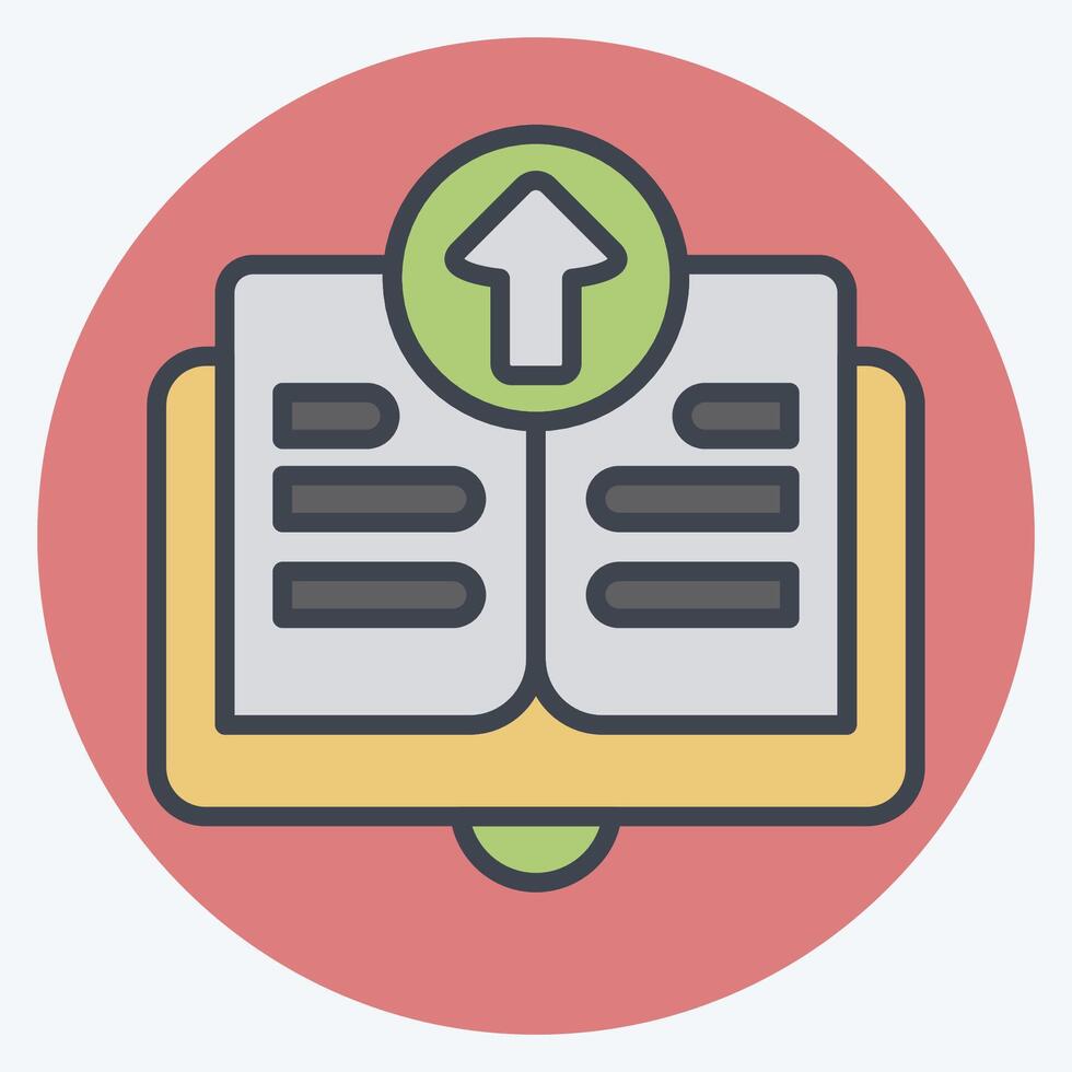 Icon Upload Book. related to Learning symbol. color mate style. simple design illustration vector