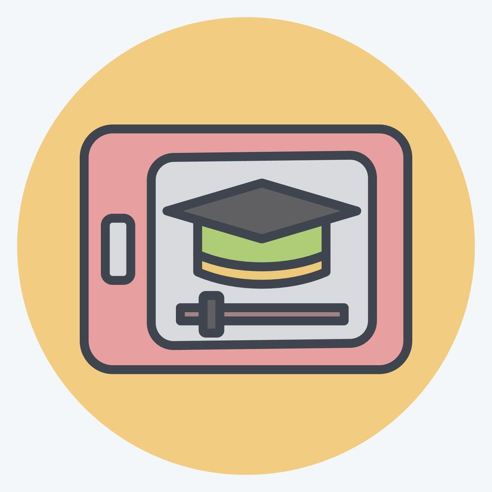 Icon Video Tutorial. related to Learning symbol. color mate style. simple design illustration vector