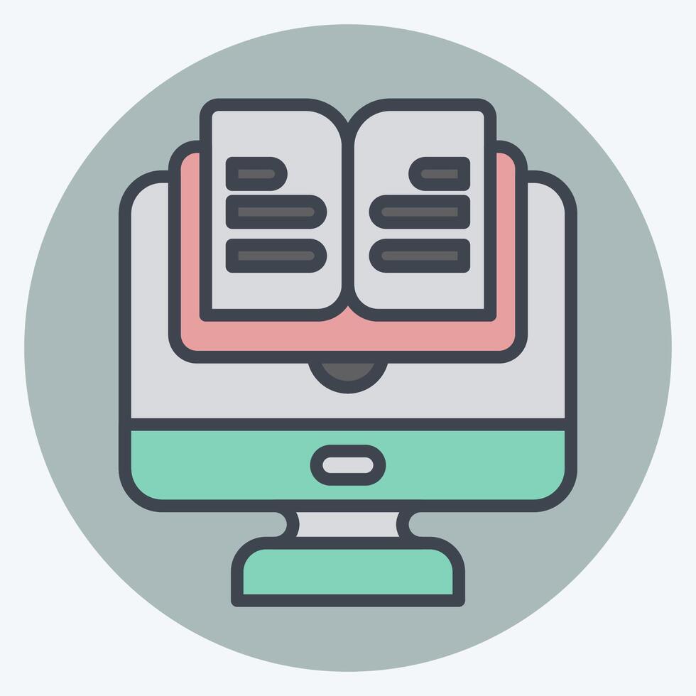 Icon Online Book. related to Learning symbol. color mate style. simple design illustration vector