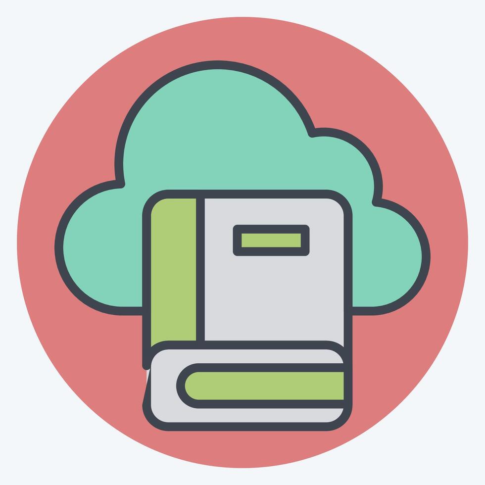 Icon Cloud Book 2. related to Learning symbol. color mate style. simple design illustration vector