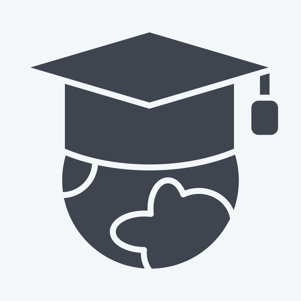 Icon Global Education. related to Learning symbol. glyph style. simple design illustration vector