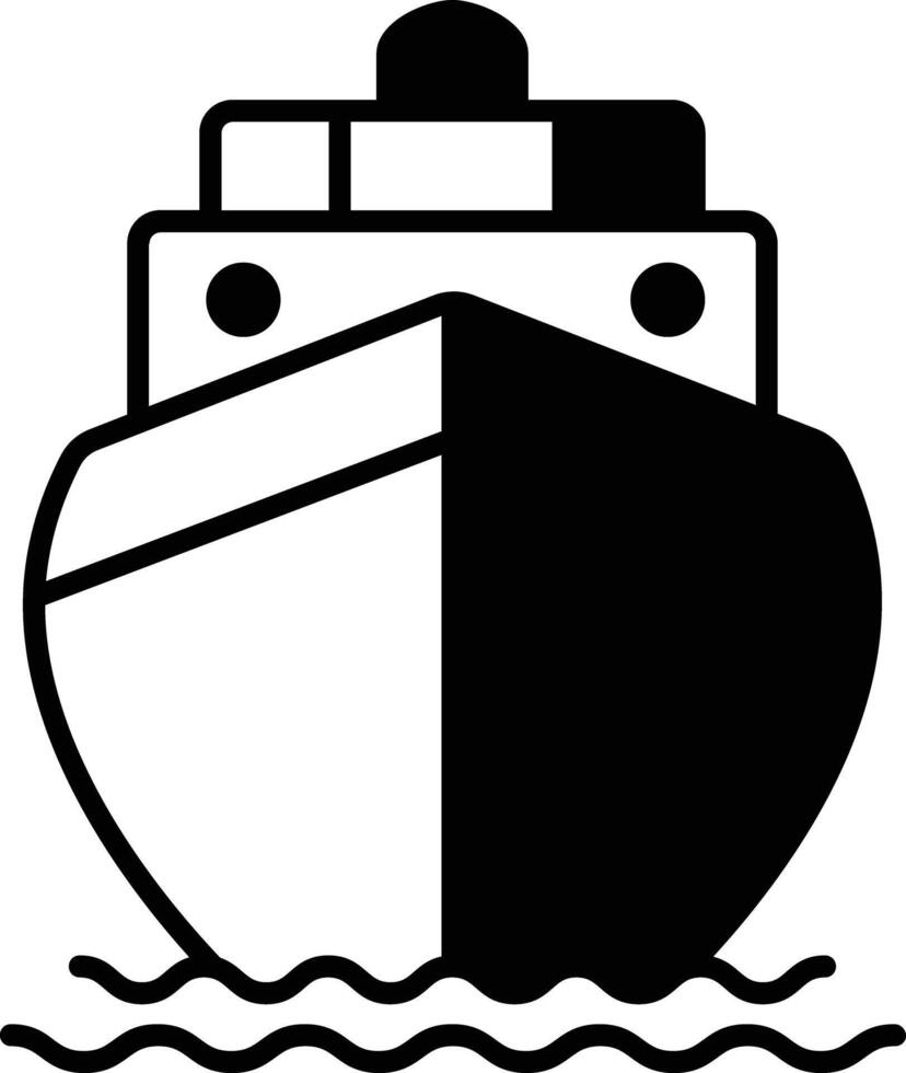 Cargo boat glyph and line vector illustration