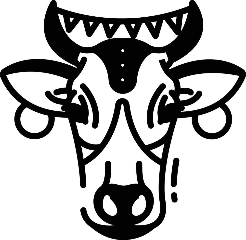 Cow glyph and line vector illustration