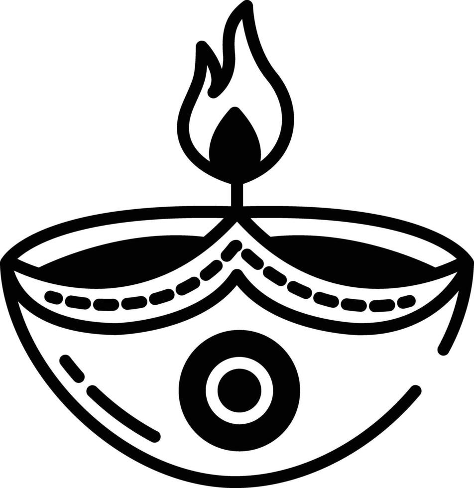 Diya glyph and line vector illustration