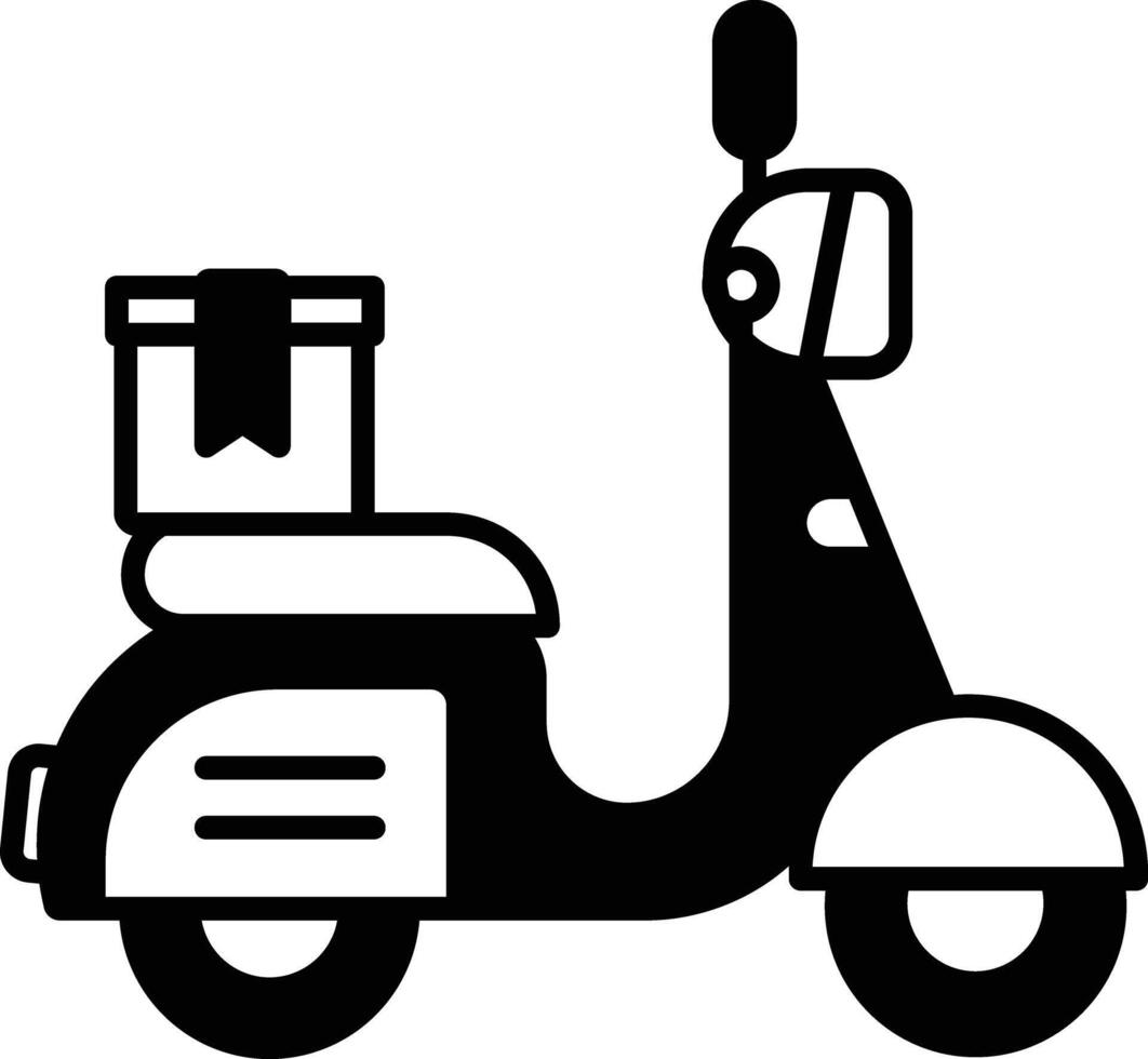 retro moped glyph and line vector illustration