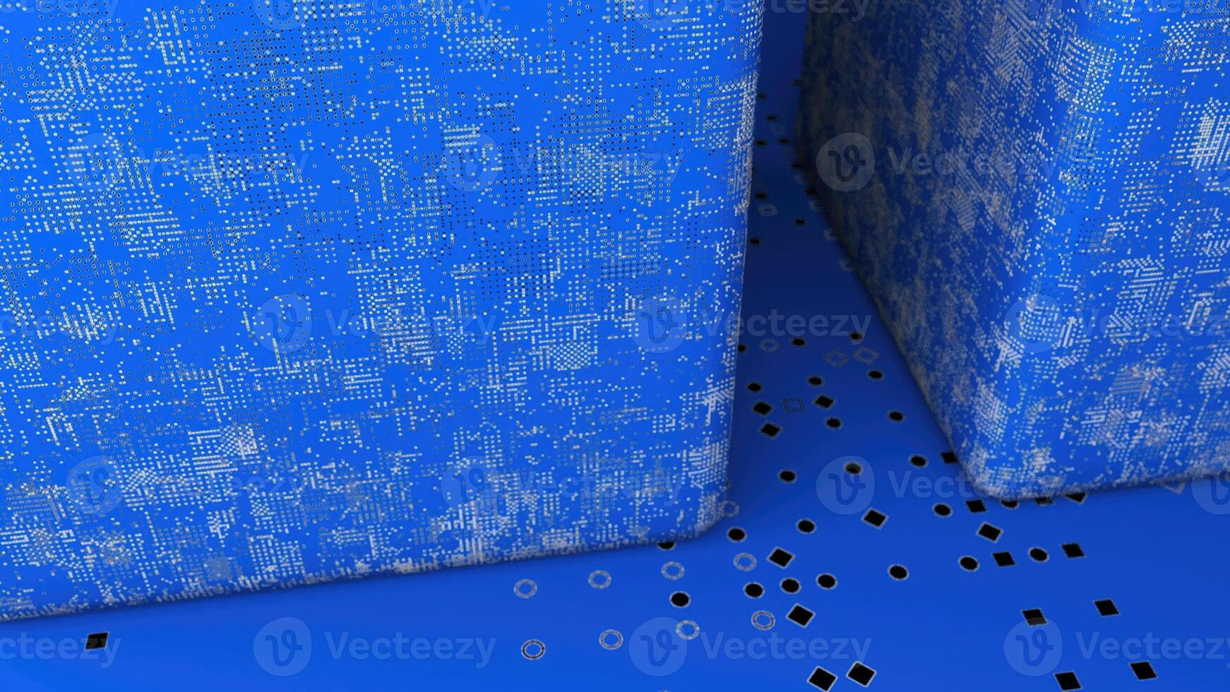Abstract displacement cube and floor. 3d rendering digital backdrop photo