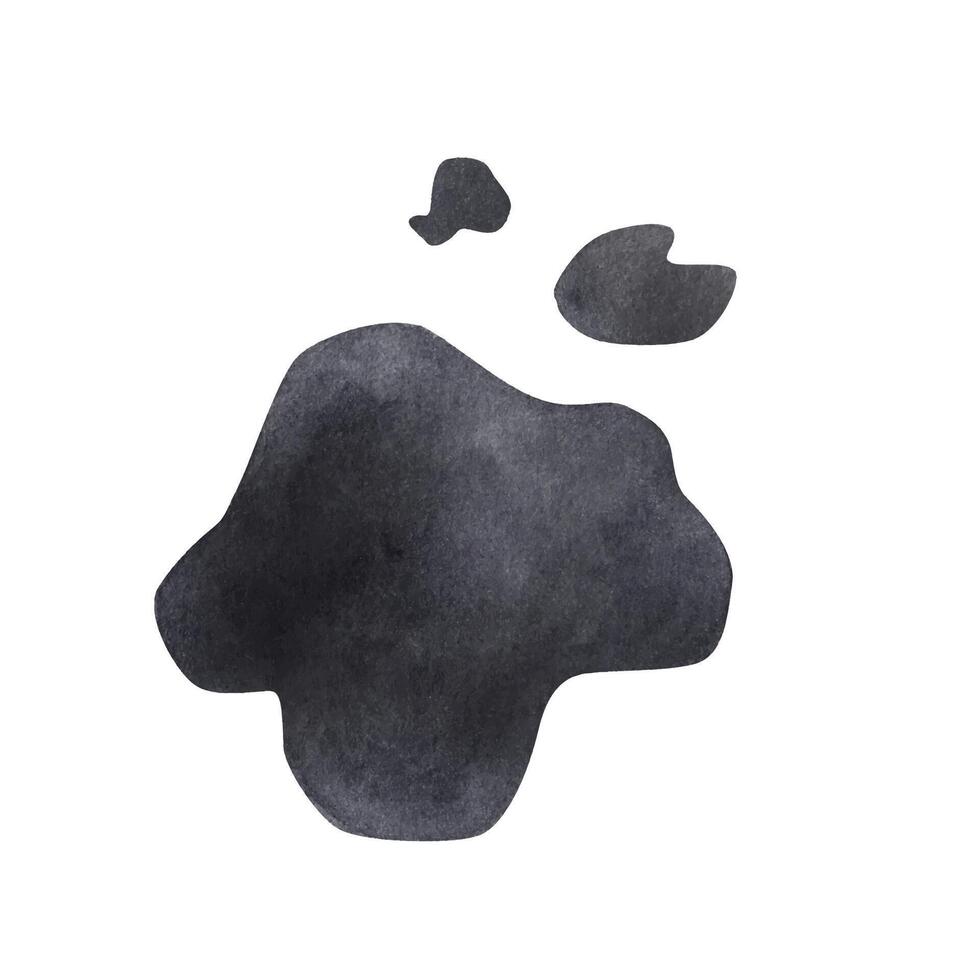 Black blot isolated on a white background. Watercolor illustration vector
