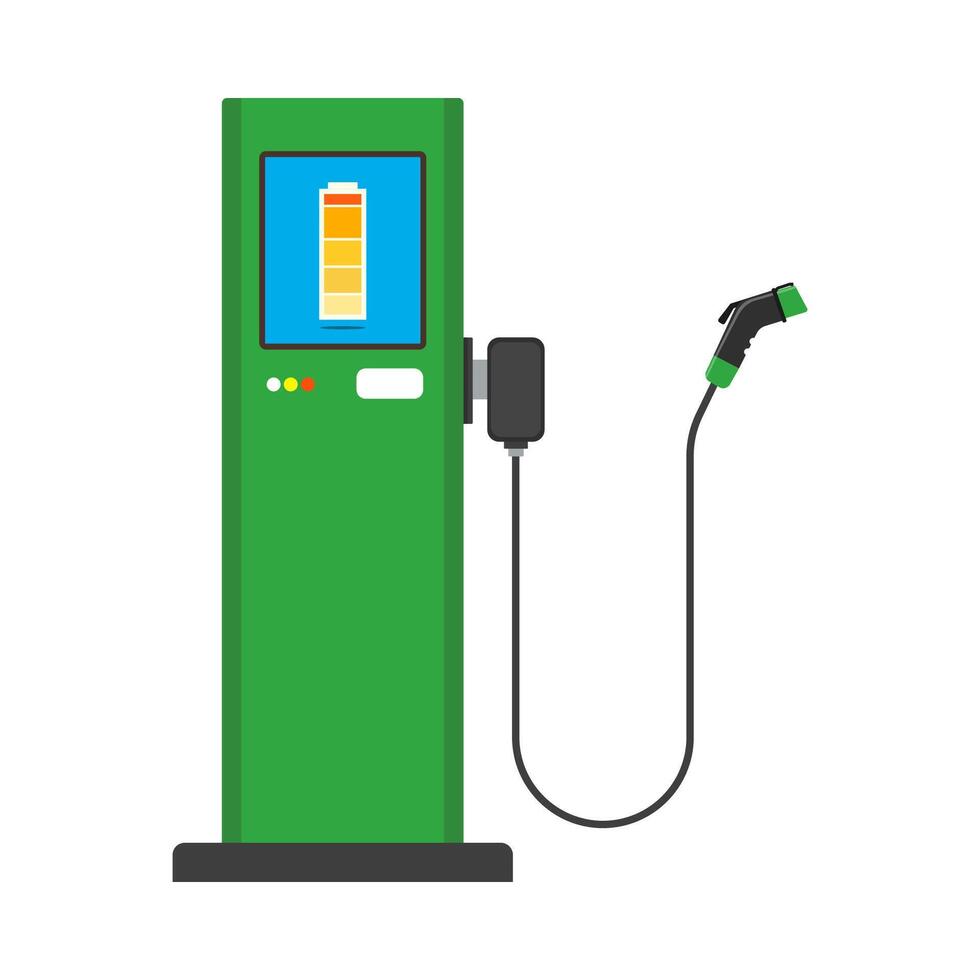 eléctrico vehículo cargando estación icono. eléctrico cargando estación vector ilustración. verde energía.
