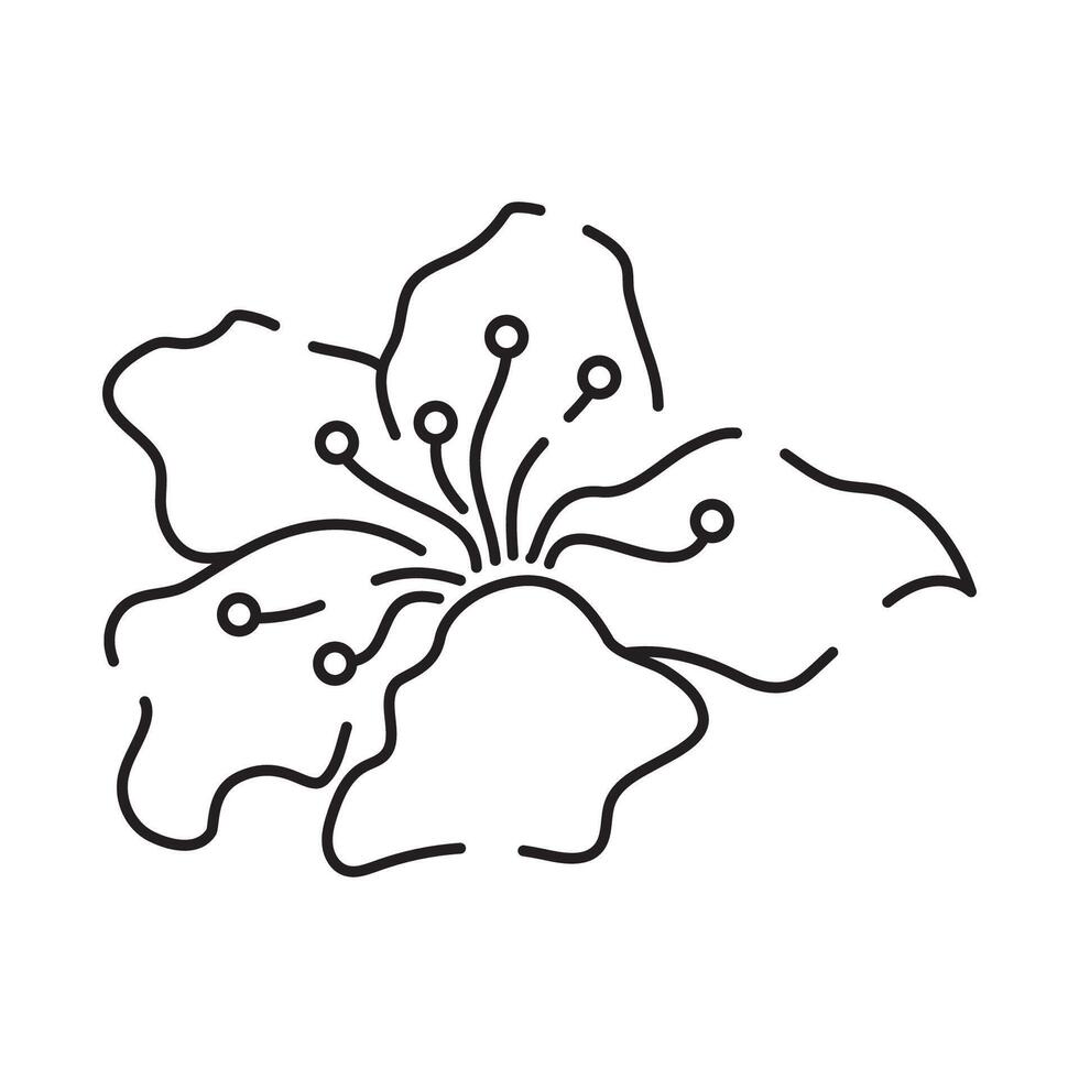 Sakura line icon. Linear Japanese cherry blossom symbols isolated on a white background. Spring vector illustration.