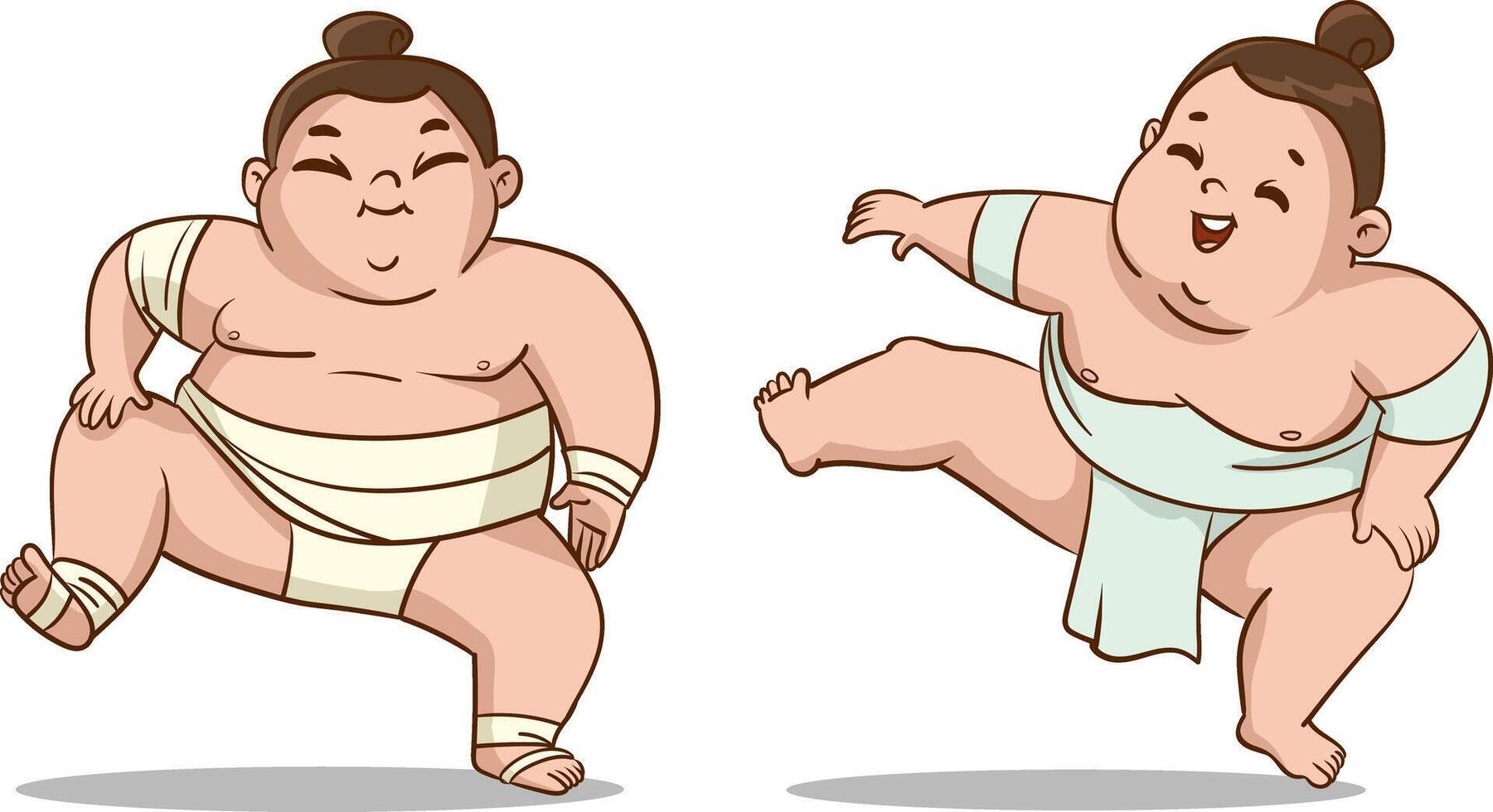 vector ilustración de linda sumo luchadores.lindo niños haciendo sumo lucha.