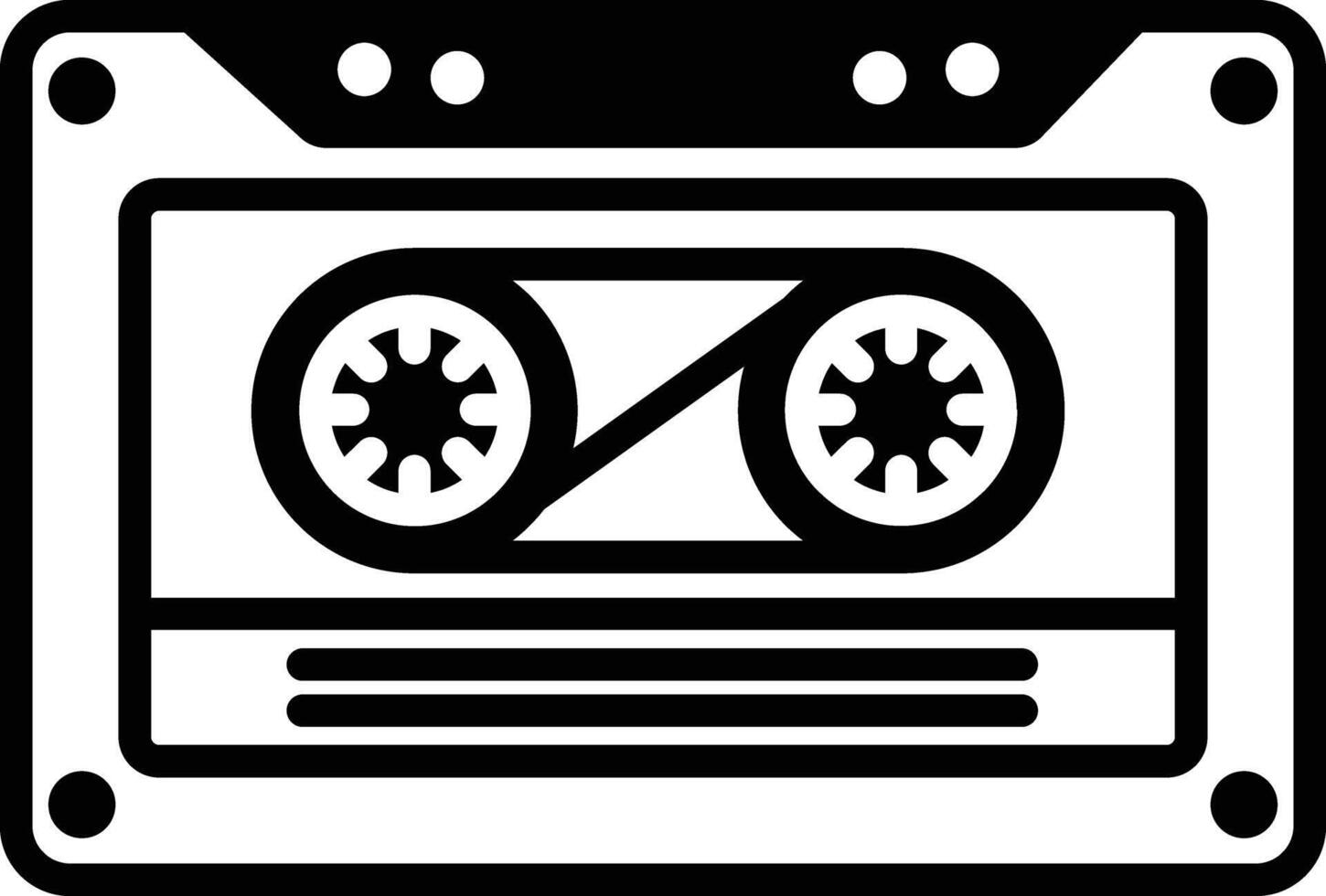 Cassette glyph and line vector illustration