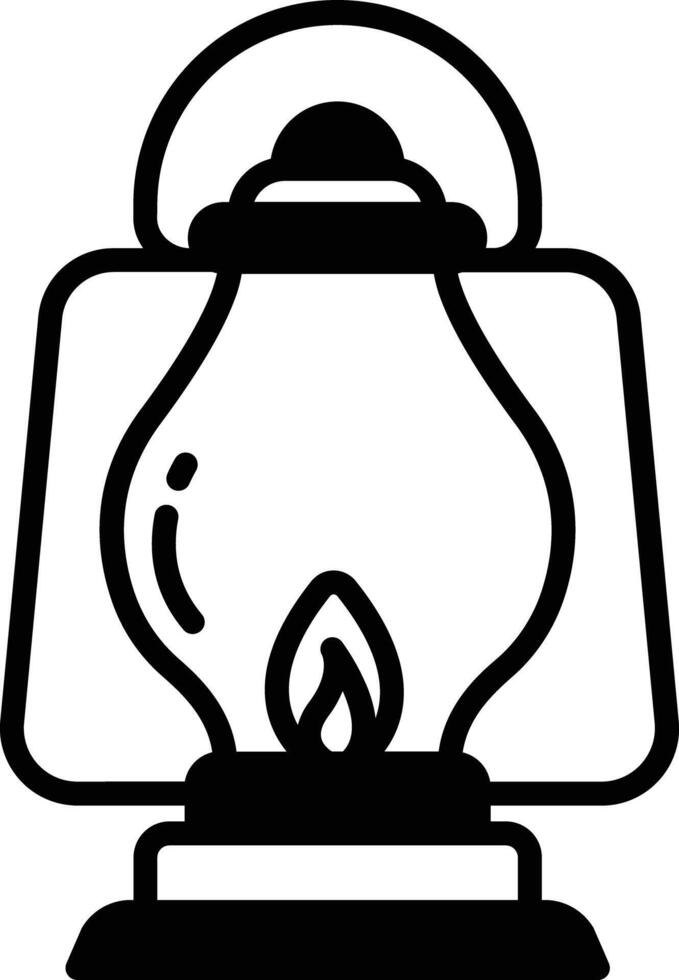 vintage lantern glyph and line vector illustration