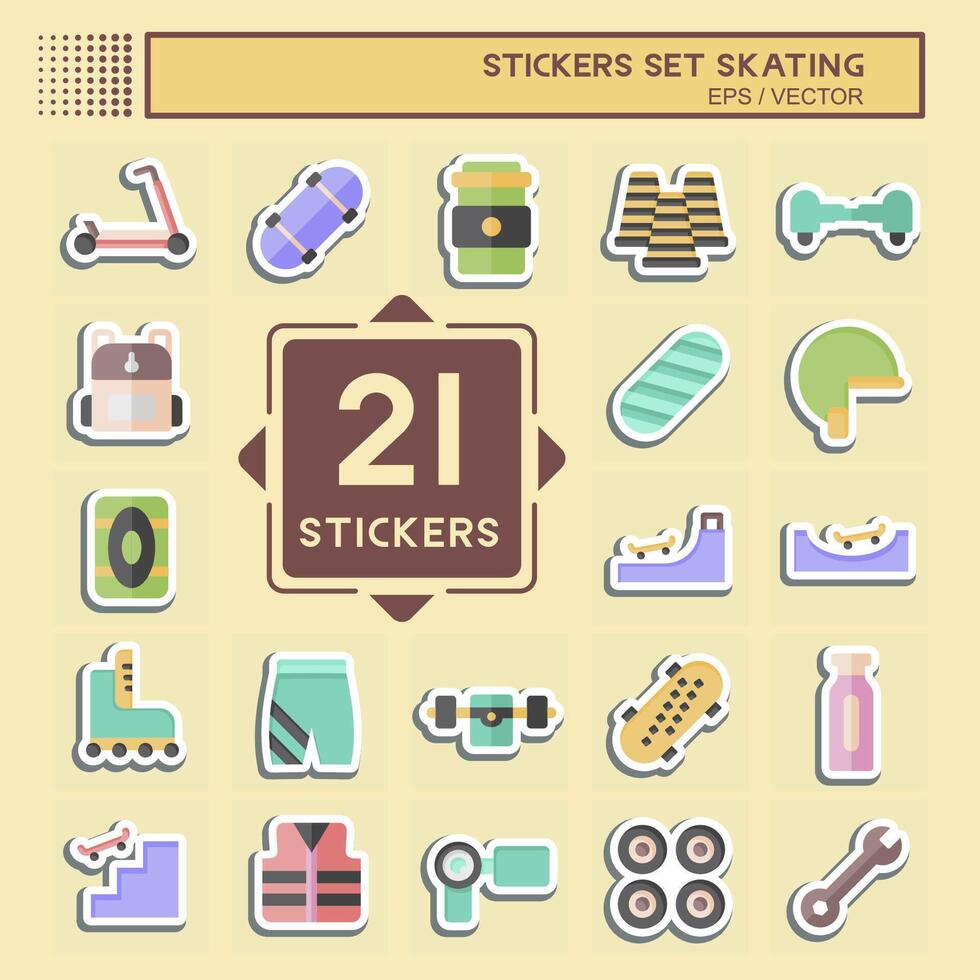Sticker Set Skating. related to Sport symbol. simple design illustration vector