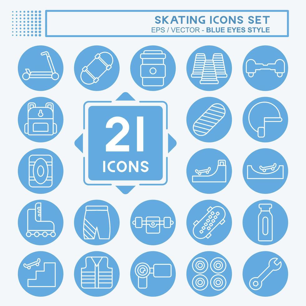 Icon Set Skating. related to Sport symbol. blue eyes style. simple design illustration vector