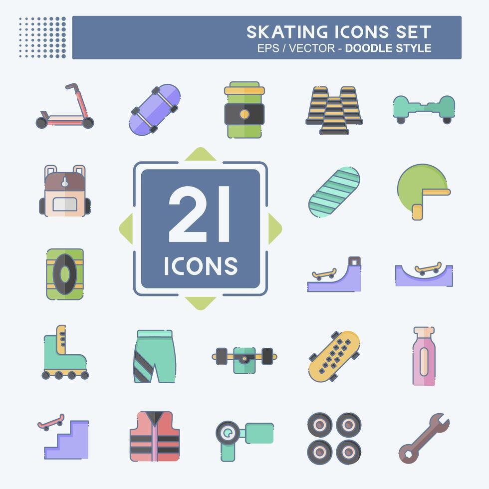 Icon Set Skating. related to Sport symbol. doodle style. simple design illustration vector