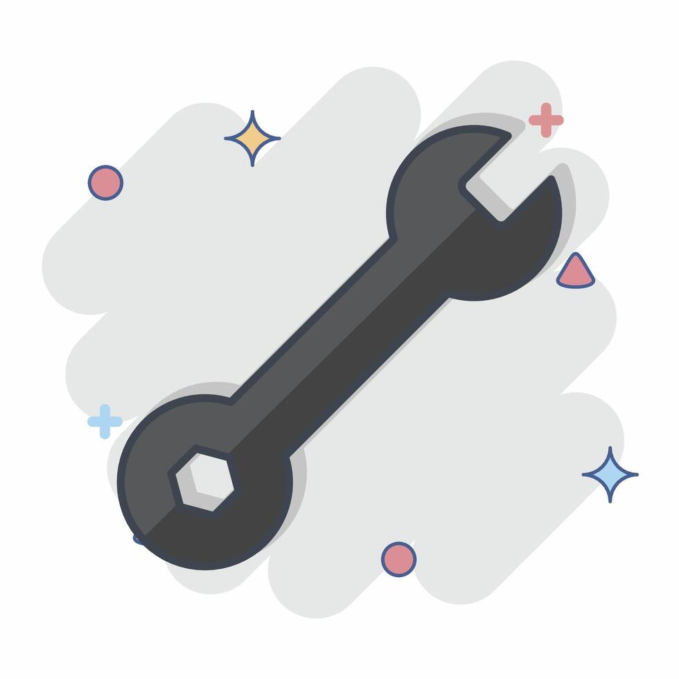 Icon Wrench. related to Skating symbol. comic style. simple design illustration vector