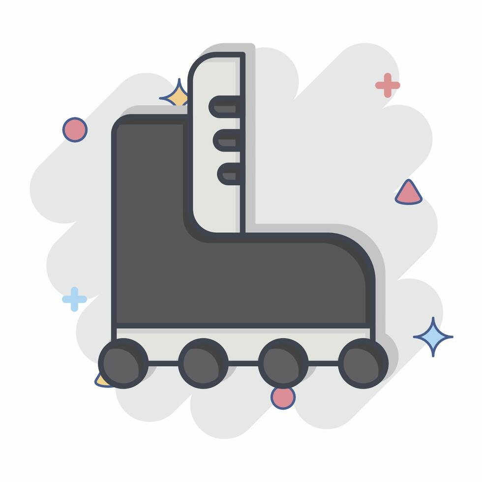 Icon Roller Skate. related to Skating symbol. comic style. simple design illustration vector
