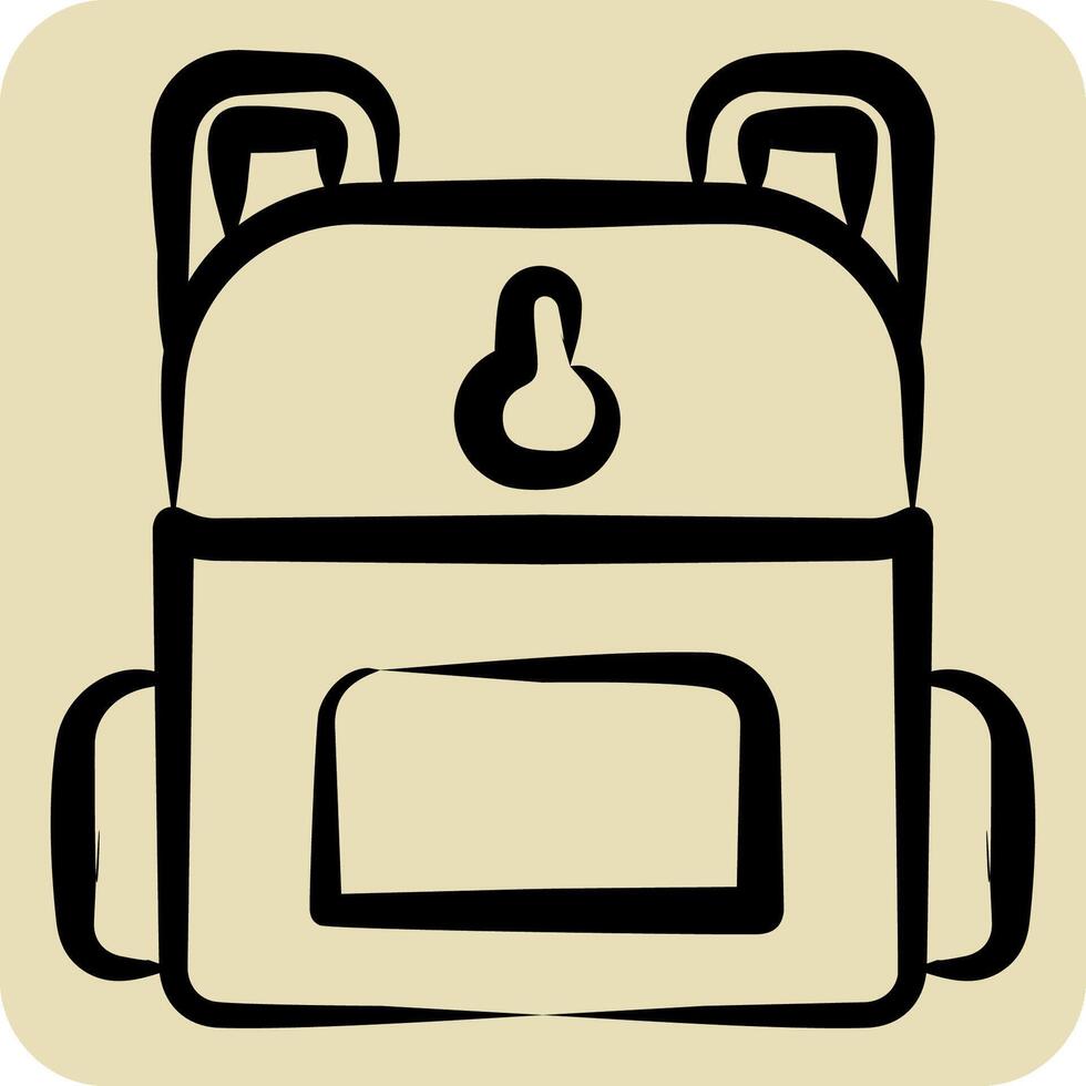 Icon Back Pack. related to Skating symbol. hand drawn style. simple design illustration vector