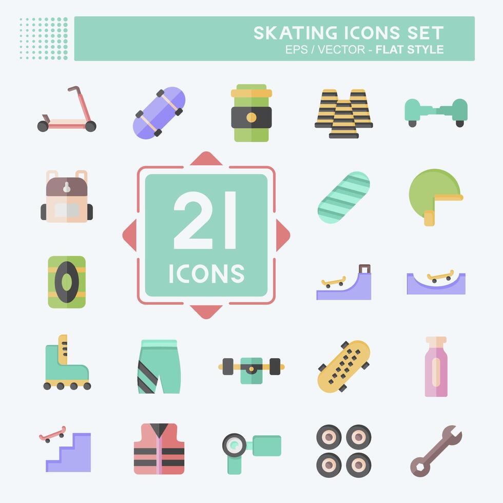 Icon Set Skating. related to Sport symbol. flat style. simple design illustration vector