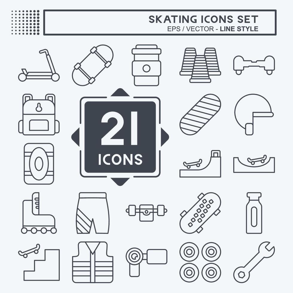 Icon Set Skating. related to Sport symbol. line style. simple design illustration vector