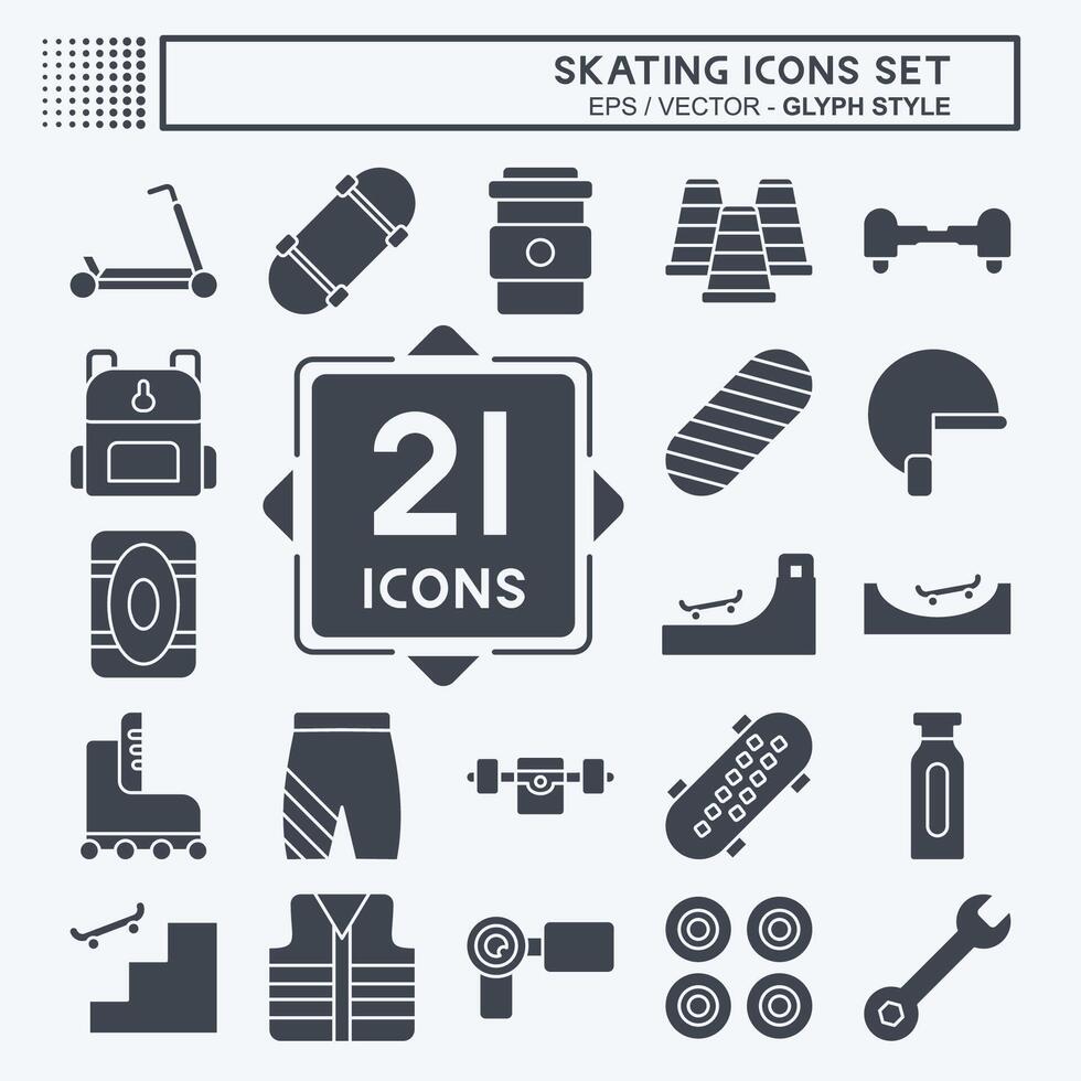 Icon Set Skating. related to Sport symbol. glyph style. simple design illustration vector