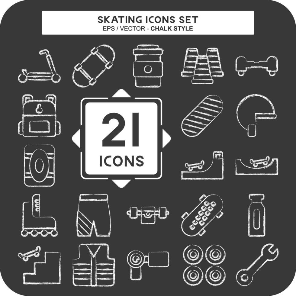 Icon Set Skating. related to Sport symbol. chalk Style. simple design illustration vector