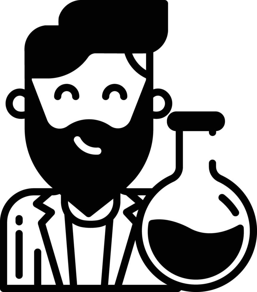 Scientist man glyph and line vector illustration