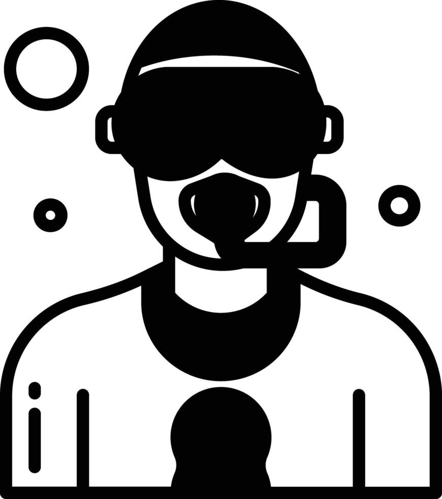 escafandra autónoma buceo máscara glifo y línea vector ilustración