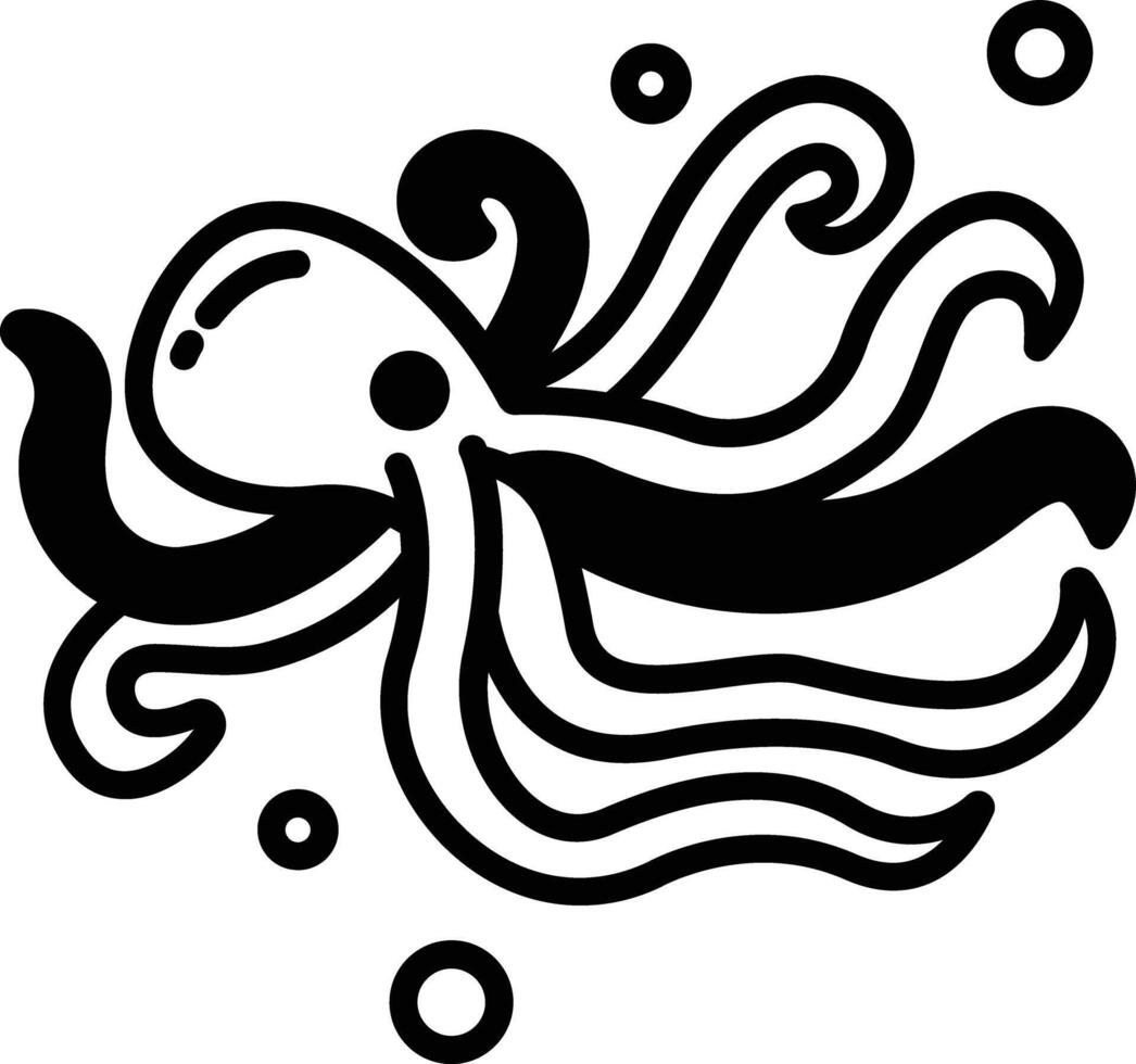 pulpo glifo y línea vector ilustración