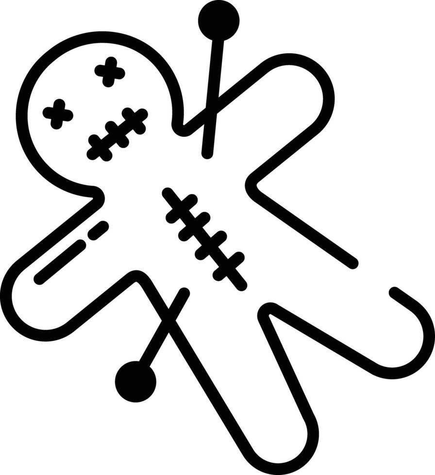 Voodoo glyph and line vector illustration