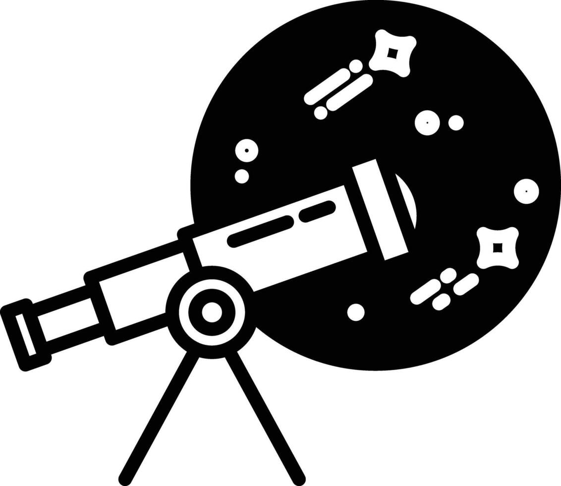 Telescope glyph and line vector illustration