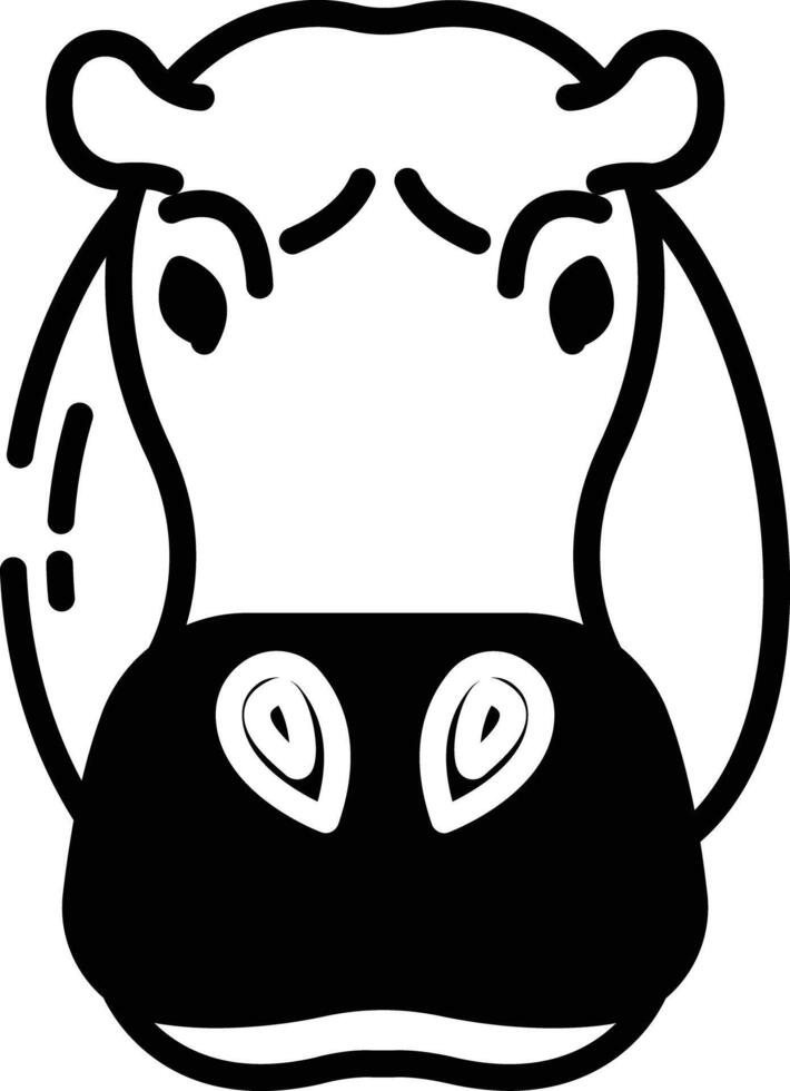 Hippo glyph and line vector illustration