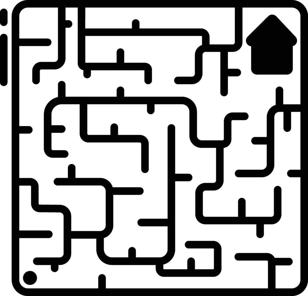 Maze glyph and line vector illustration