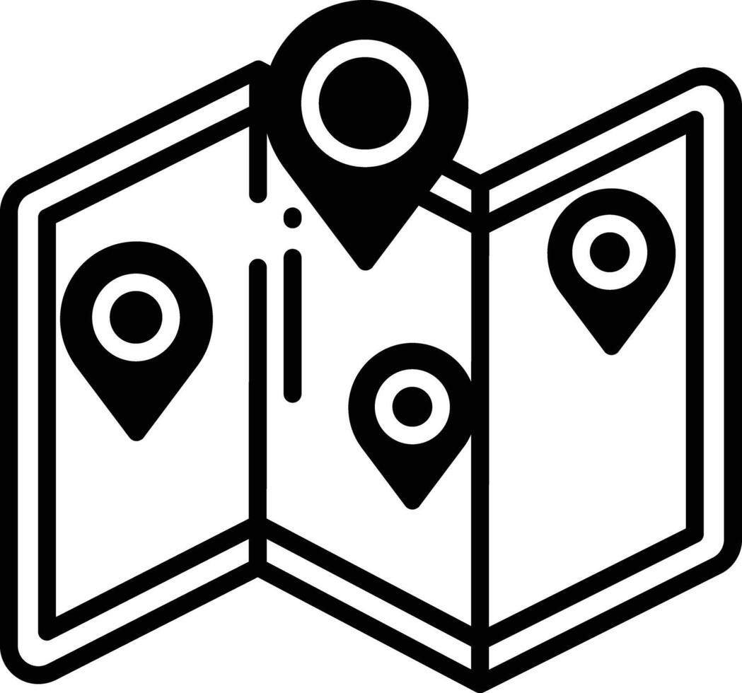 locator glyph and line vector illustration