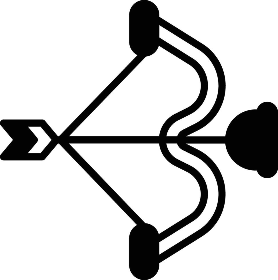 arco y flecha glifo y línea vector ilustración