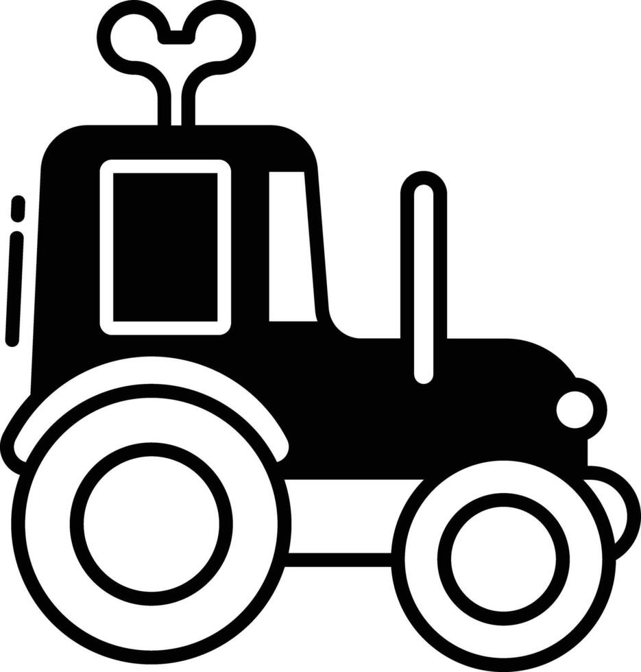 toy tractor glyph and line vector illustration