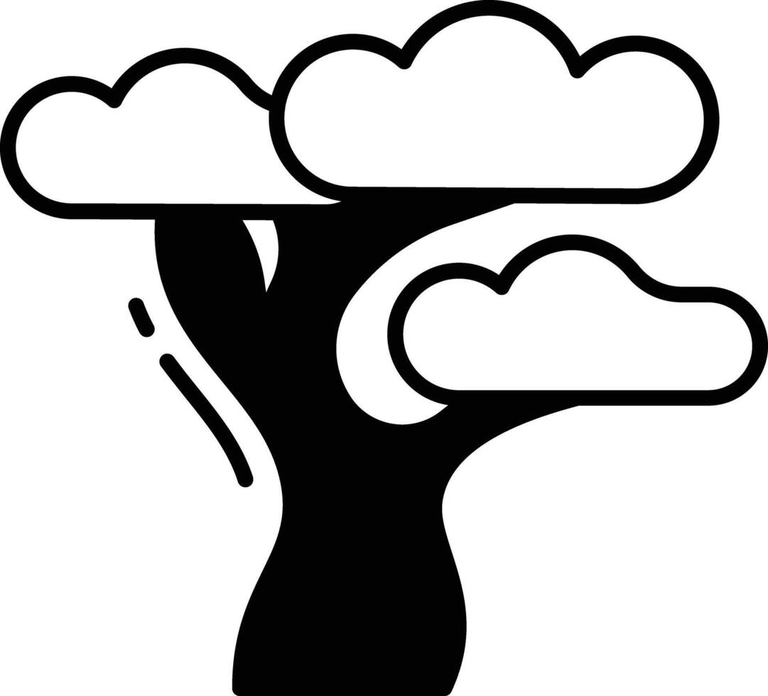 aspen tree glyph and line vector illustration