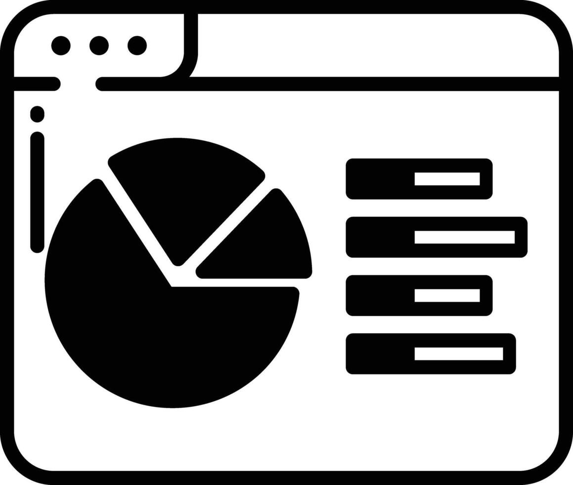 Analytics glyph and line vector illustration