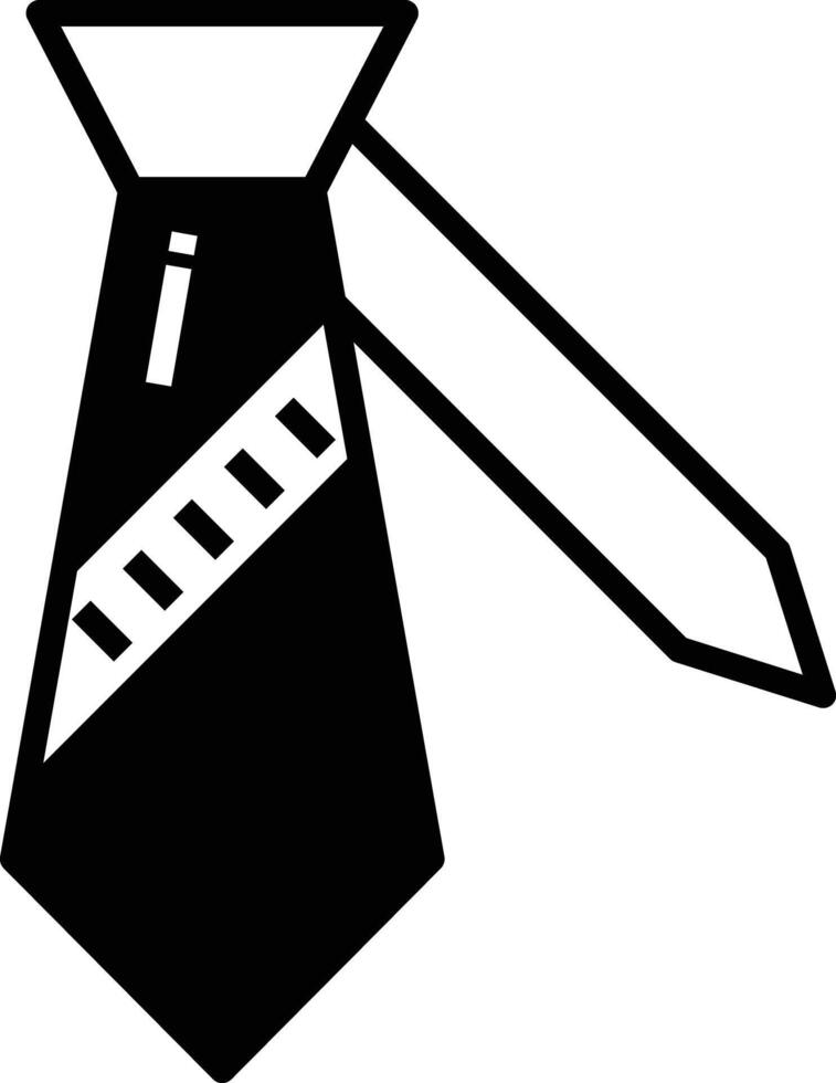 necktie glyph and line vector illustration