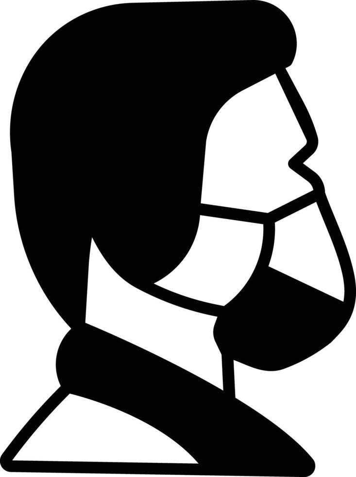Male With Mask glyph and line vector illustration