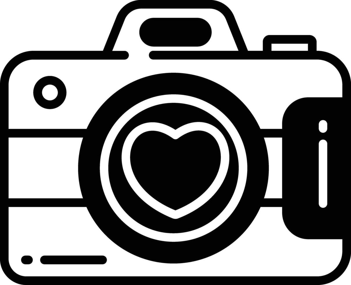 Camera glyph and line vector illustration