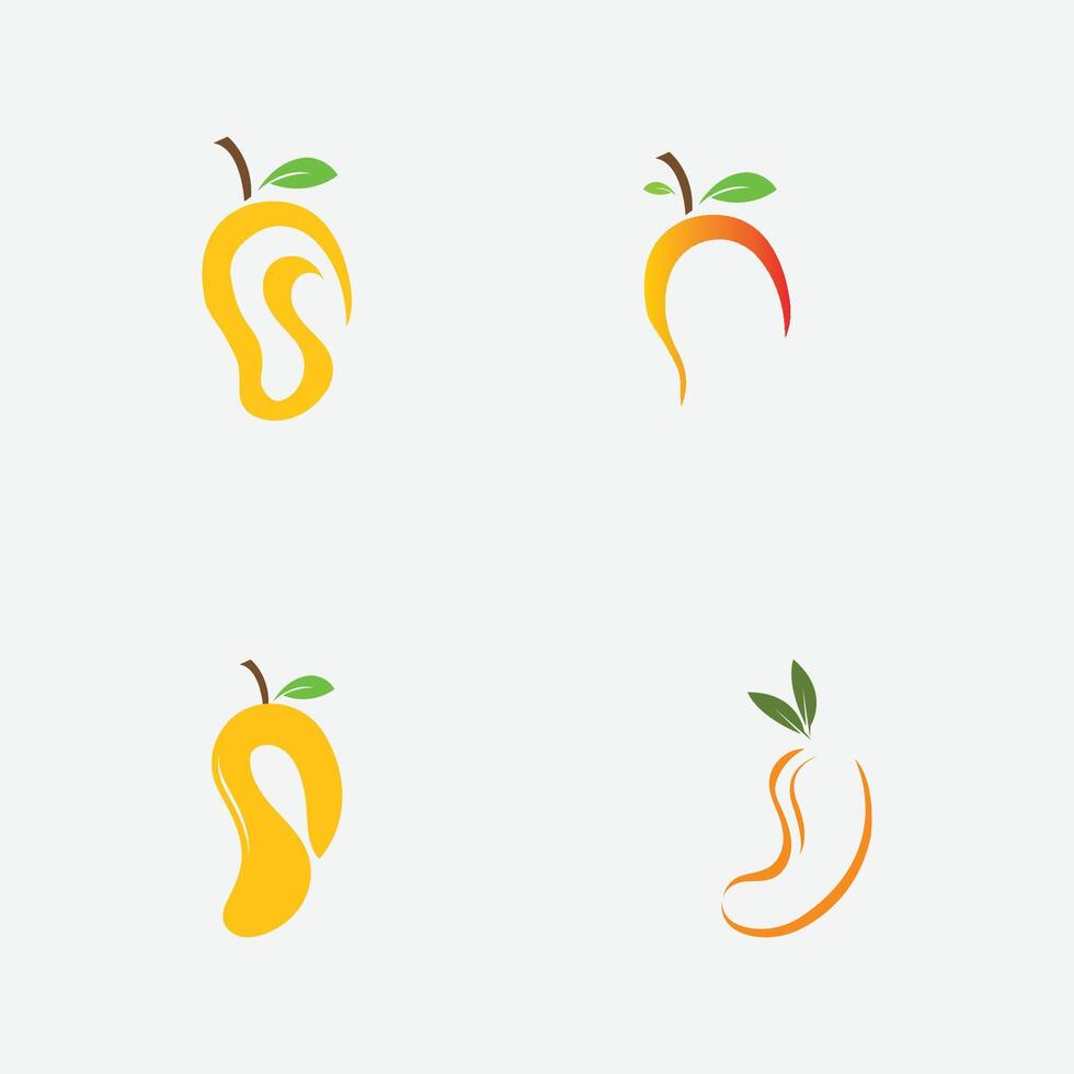 colección de mango Fruta logos y símbolos Perfecto para negocio, fresco Fruta tienda marca, etc. aislado en gris antecedentes vector