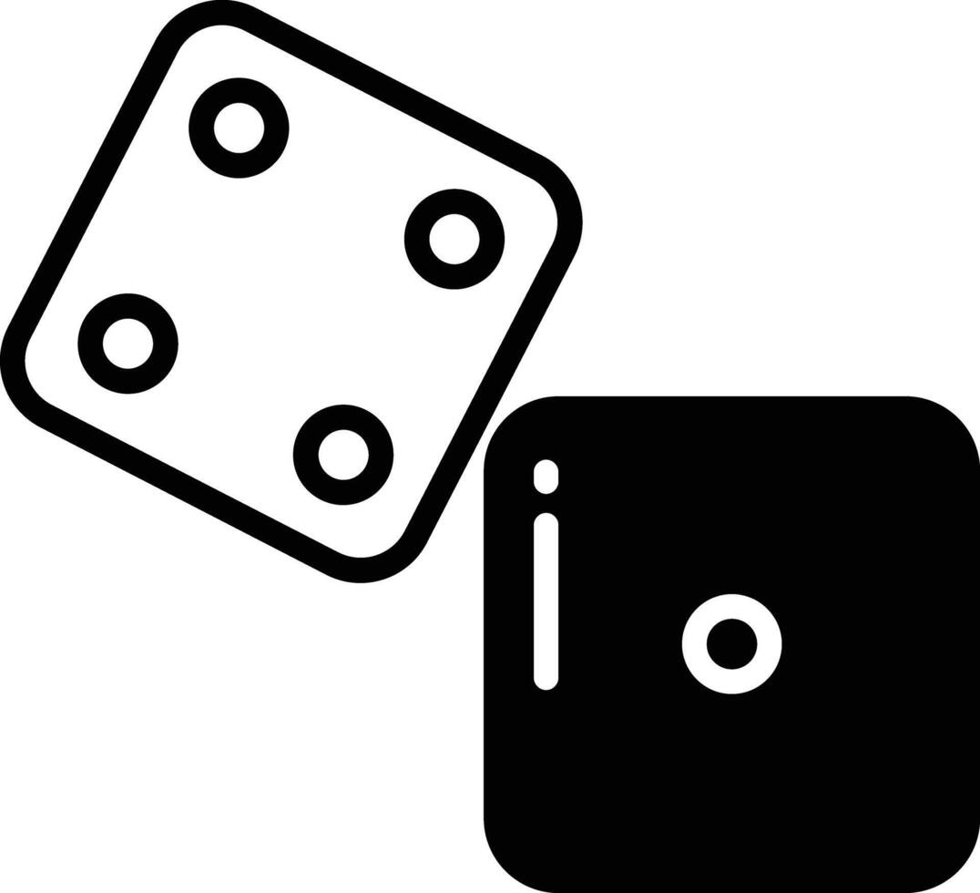 Dice glyph and line vector illustration