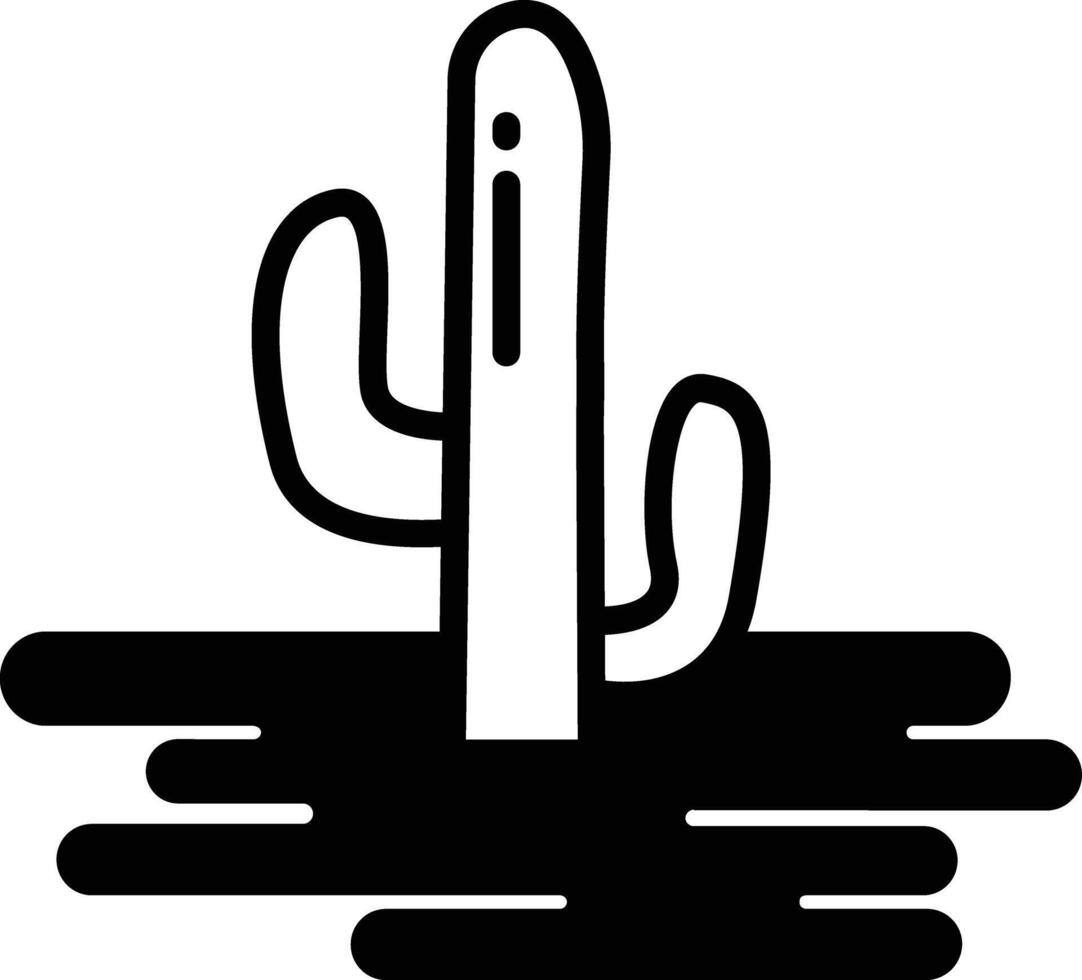 Cactus glyph and line vector illustration