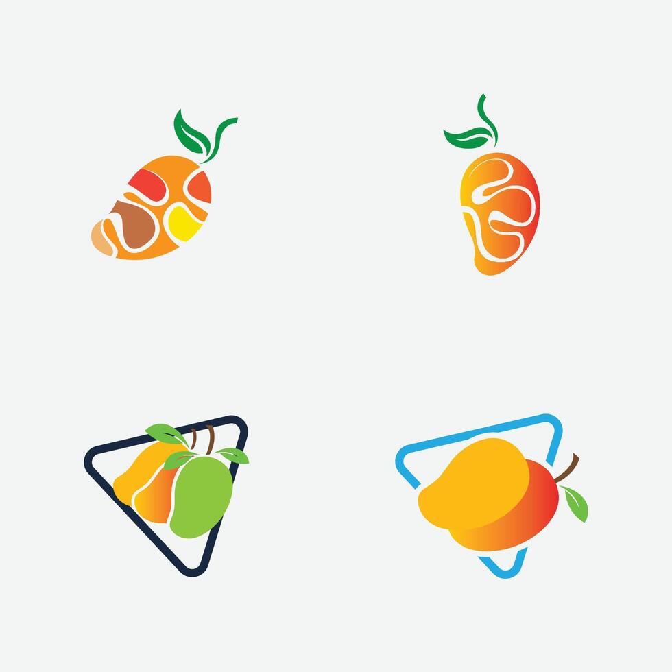 colección de mango Fruta logos y símbolos Perfecto para negocio, fresco Fruta tienda marca, etc. aislado en gris antecedentes vector