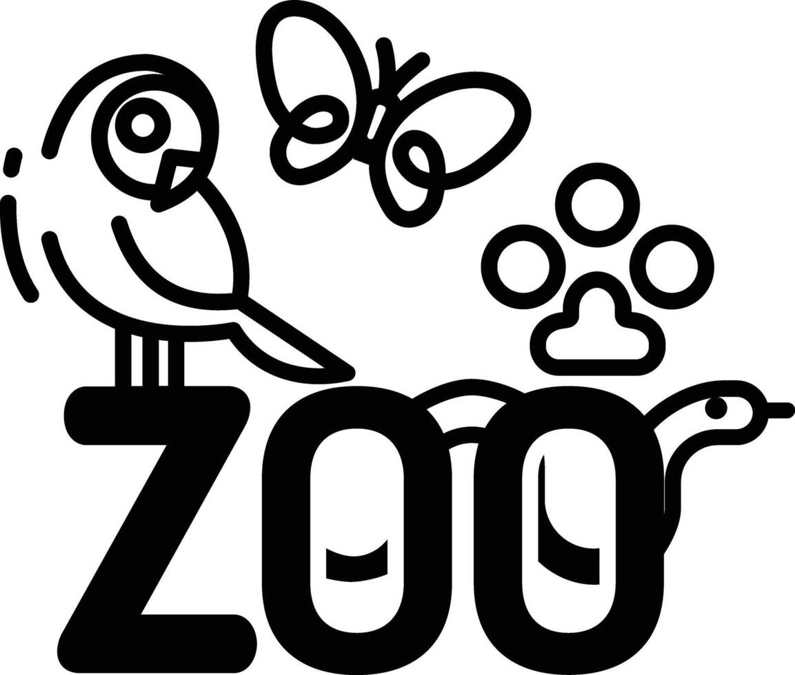 Zoo glyph and line vector illustration