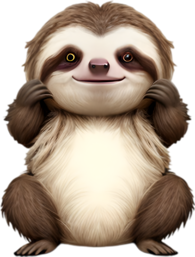AI generated Close-up of a cute cartoon Sloth Icon. png