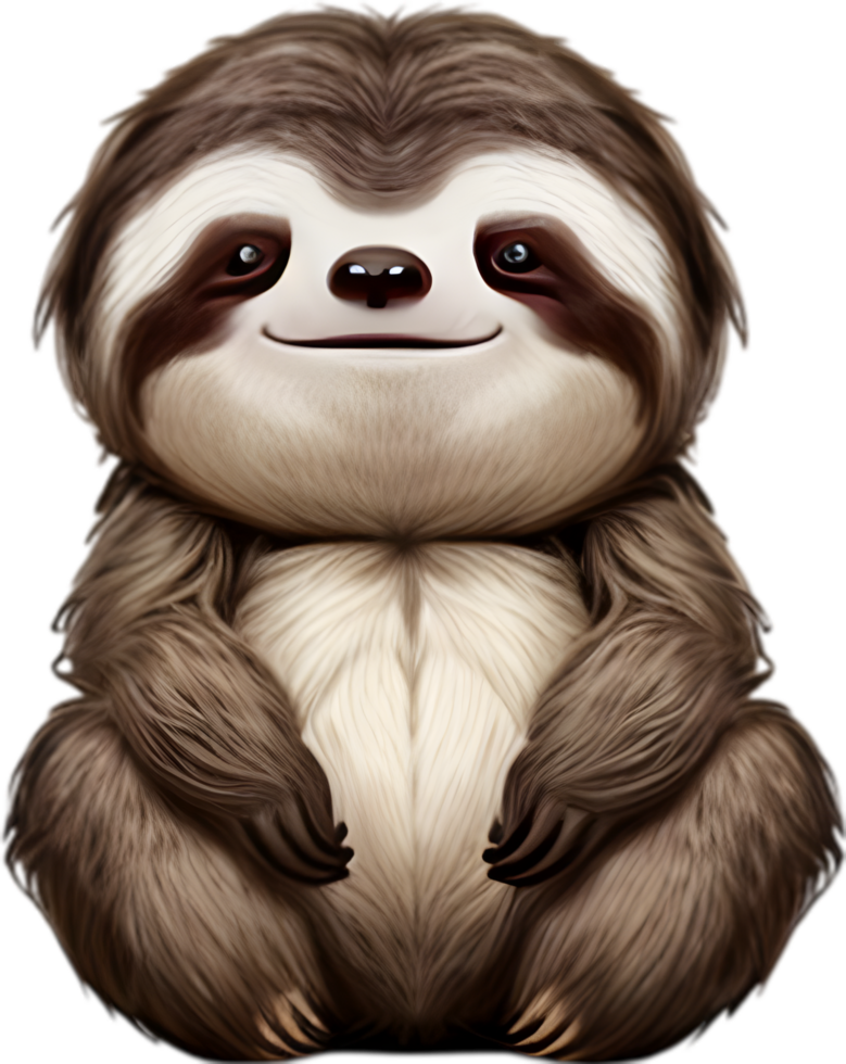 AI generated Close-up of a cute cartoon Sloth Icon. png