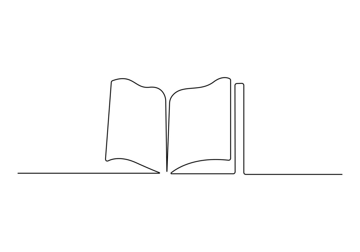 Continuous one line art of open book. Isolated on white background vector illustration